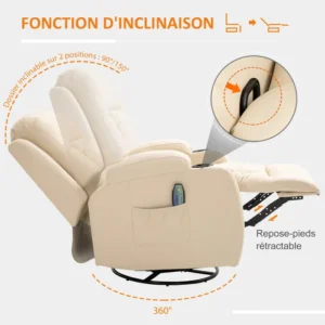 HOMCOM Fauteuil De Massage Électrique Chauffant