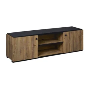 ALTOBUY Ensemble Salon Meuble TV Et Table Basse Aspect Bois Finition Denver Piètement X Métal Noir - Gless