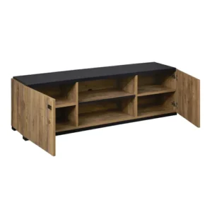 ALTOBUY Ensemble Salon Meuble TV Et Table Basse Aspect Bois Finition Denver Piètement X Métal Noir - Gless