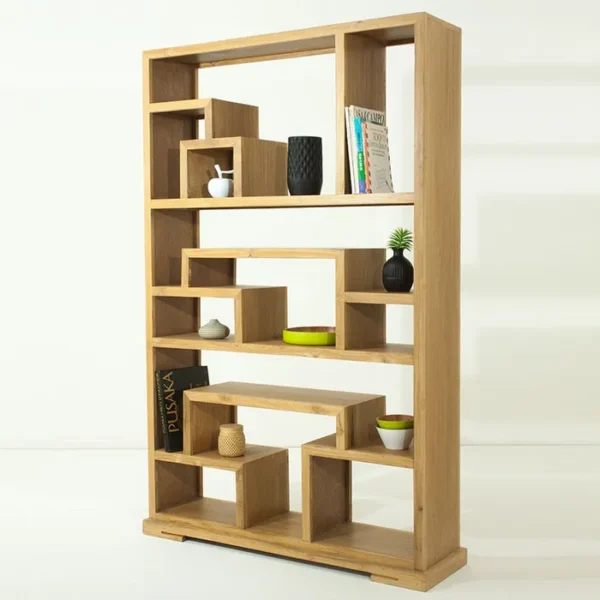 Etagère Design En Teck "golga" 190cm Naturel – Image 3