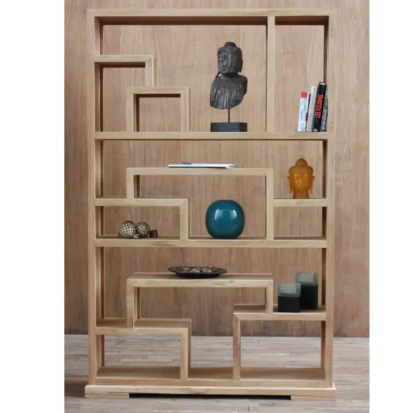 Etagère Design En Teck "golga" 190cm Naturel – Image 4