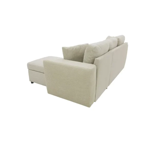 Canapé d'angle méridienne HAPPY convertible velours beige – Image 5