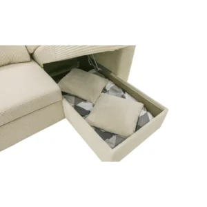 Canapé d'angle méridienne HAPPY convertible velours beige