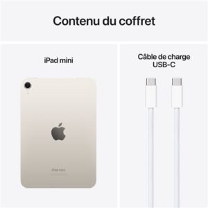 Apple iPad Mini 8,3'' 128 Go Lumière Stellaire Wifi 7ème génération