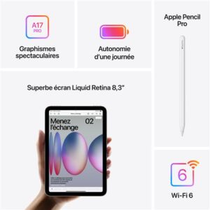 Apple iPad Mini 8,3'' 128 Go Lumière Stellaire Wifi 7ème génération